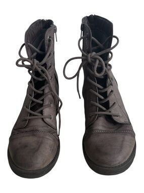 Maurices Brenda Lace-Up Zip-Up Moto Combat Boots Faded Brown Gray Size 8.5